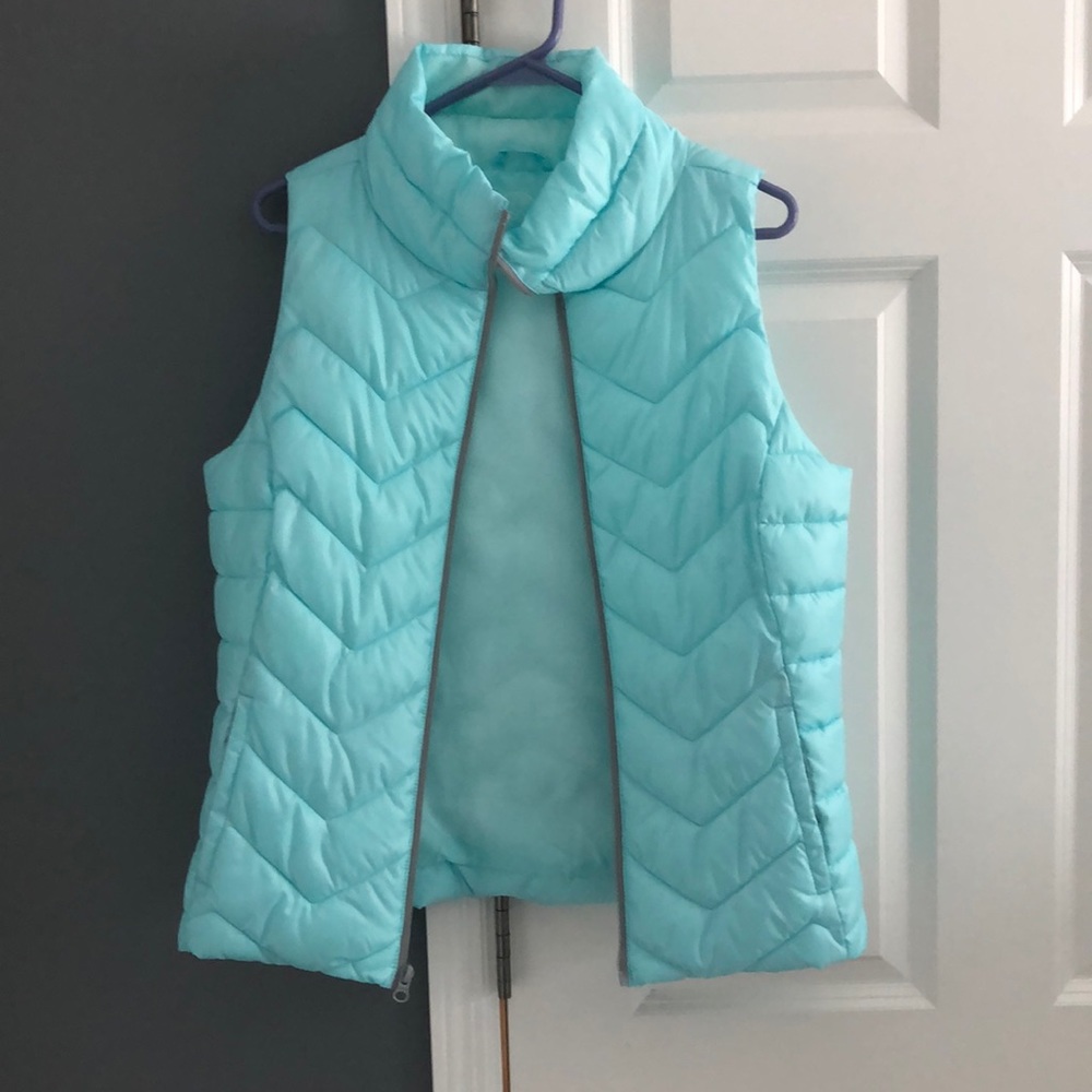 Blue puffer vest!